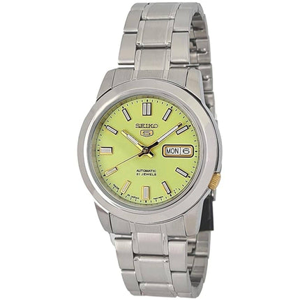 Seiko Men's Watch - Seiko 5 Automatic Light Green Dial Silver Bracelet | SNKK19J1 ,