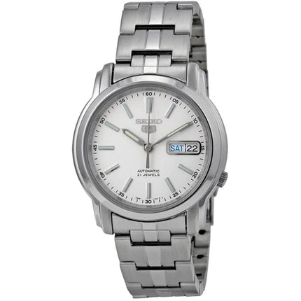Seiko Men's Watch - Seiko 5 Automatic White Dial Silver Steel Bracelet | SNKL75K1 ,