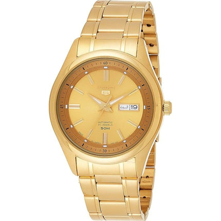 Seiko Men's Watch - Seiko 5 Automatic Yellow Gold Steel Bracelet Day-Date | SNKN96J1 ,