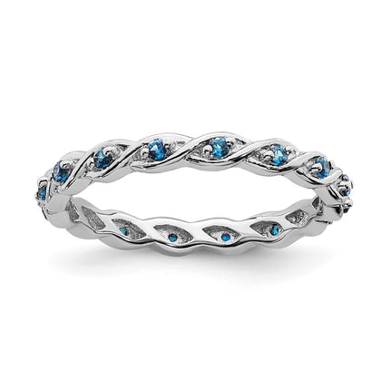 Sterling Silver Stackable Expressions Blue Topaz Ring | QSK1481 ,