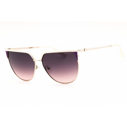 Guess Women's Sunglasses - Gold/White Metal Round Full Rim Frame | GU00132 21B ,