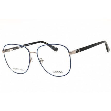 Guess Women's Eyeglasses - Shiny Blue/Silver Metal Round Full Rim Frame | GU2816 090 ,