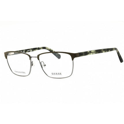 Guess Men's Eyeglasses - Matte Dark Green Metal Rectangular Frame | GU50091 097 ,