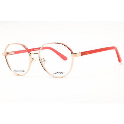 Guess Women's Eyeglasses - Pink/Gold Metal Round Shape Full Rim Frame | GU50124 074 ,