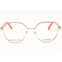 Guess Women's Eyeglasses - Pink/Gold Metal Round Shape Full Rim Frame | GU50124 074 ,