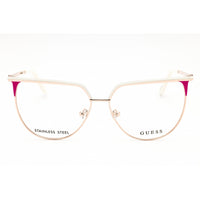Guess Women's Eyeglasses - White/Gold Metal Round Full Rim Frame | GU50147 021 ,