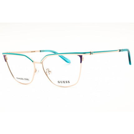 Guess Women's Eyeglasses | Rose Gold/Green Cat Eye Shape Frame, 57mm | GU50148 033 ,