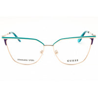 Guess Women's Eyeglasses | Rose Gold/Green Cat Eye Shape Frame, 55mm | GU50148 033 ,