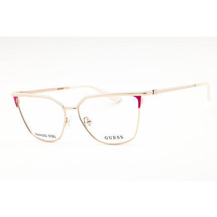 Guess Women's Eyeglasses - White/Gold Metal Cat Eye Full Rim Frame | GU50148 021 ,