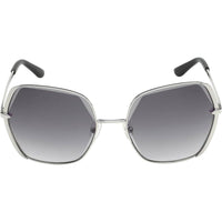 Guess Women's Sunglasses - Shiny Light Nickeltin Metal Oversized Frame | GU7721 10B ,