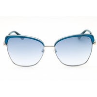Guess Women's Sunglasses - Shiny Blue/Silver Cat Eye Full Rim Frame | GU7738 90W ,