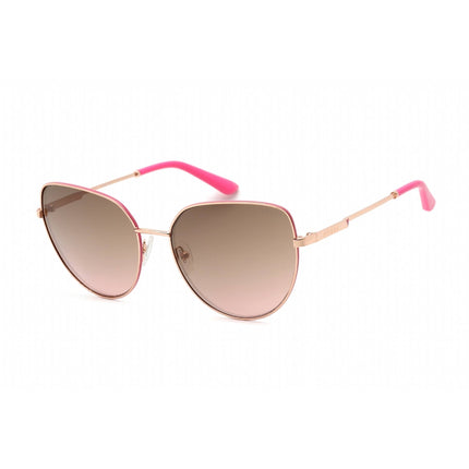 Guess Women's Sunglasses - Shiny Rose Gold Metal Cat Eye Full Rim Frame | GU7784 28G ,