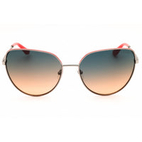 Guess Women's Sunglasses - Shiny Gunmetal/Red Metal Cat Eye Frame | GU7784 08B ,