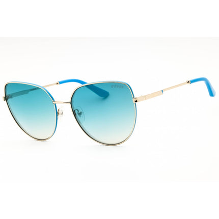 Guess Women's Sunglasses - Gold/Blue Metal Cat Eye Full Rim Frame | GU7784 32W ,