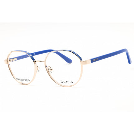 Guess Women's Eyeglasses - Blue/Gold Metal Round Shape Full Rim Frame | GU50124 092 ,