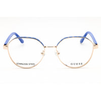 Guess Women's Eyeglasses - Blue/Gold Metal Round Shape Full Rim Frame | GU50124 092 ,