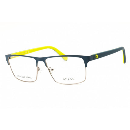 Guess Men's Eyeglasses - Matte Blue Metal Rectangular Full Rim Frame | GU50131 091 ,