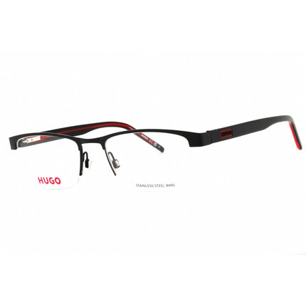 Hugo Men's Eyeglasses - Matte Black Metal Rectangular Half Rim Frame | HG 1199 003 ,