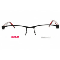 Hugo Men's Eyeglasses - Matte Black Metal Rectangular Half Rim Frame | HG 1199 003 ,