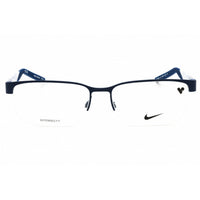Nike Men's Eyeglasses - Matte Blue Void Metal Rectangular Half Rim Frame | 8184 412 ,