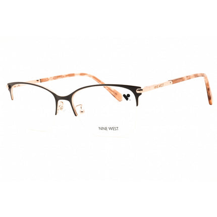 Nine West Women's Eyeglasses - Satin Solid Brown Metal Half Rim Frame | NW8012 200 ,