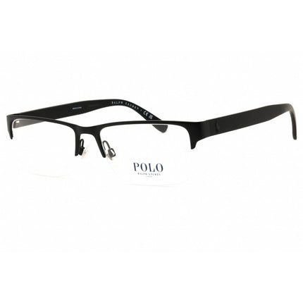Polo Men's Eyeglasses - Matte Black Metal Rectangular Half Rim Frame | PH1164 9038 ,