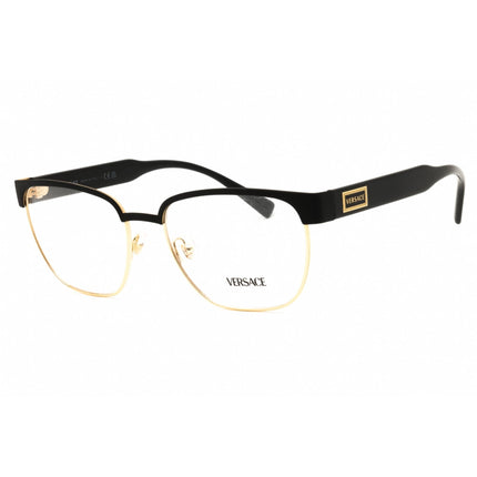 Versace Men's Eyeglasses - Matte Black/Gold Metal Oval Full Rim Frame | 0VE1264 1436 ,