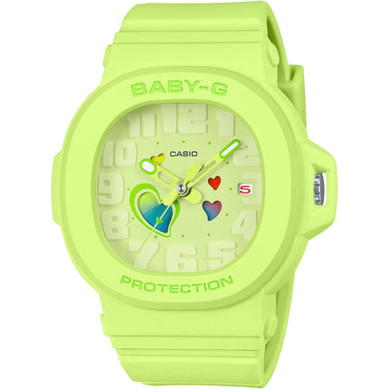 Casio Women's Watch - Baby-G Quartz Heart Motif Green Dial Resin Strap | BGA-10-3A ,