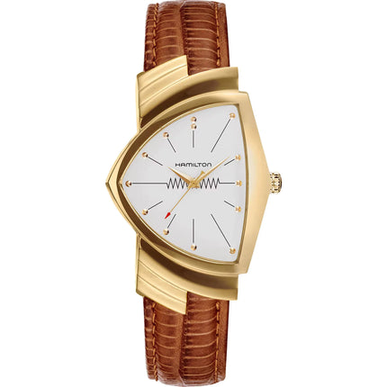 Hamilton Men's Watch - Ventura Quartz White Dial Brown Leather Strap | H24301511 ,