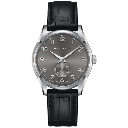 Hamilton Men's Watch - Jazzmaster Quartz Grey Dial Black Leather Strap | H38411783 ,