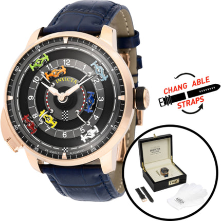 Invicta Men's Watch - Invicta Racing Automatic Black Dial Navy Blue Strap | 69135 ,