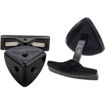 S.T. Dupont Men's Cufflinks Coin Black PVD Triangle 005752 ,