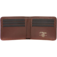 S.T. Dupont Men's Wallet Beige Canvas and Brown Leather with 6 Slots 190300 ,