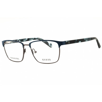 Guess Men's Eyeglasses - Rectangular Matte Blue Metal Full Rim Frame | GU50091 091 ,