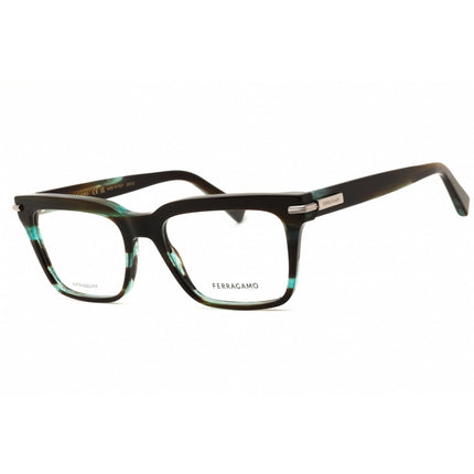Salvatore Ferragamo Men's Eyeglasses - Rectangular Striped Green Frame | SF3014 315 ,