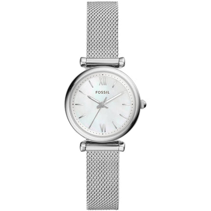 Fossil Women's Watch - Carlie Mini White MOP Dial Steel Mesh Bracelet | ES4432 ,