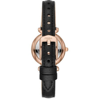 Fossil Women's Watch - Carlie Mini Navy Blue MOP Dial Black Leather Strap | ES4700 ,