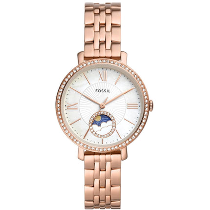 Fossil Women's Watch - Jacqueline Sun Moon White MOP Dial Rose Gold Bracelet | ES5165 ,