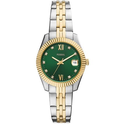 Fossil Women's Watch - Scarlette Quartz Green Dial Two Tone Steel Bracelet | ES5388 ,