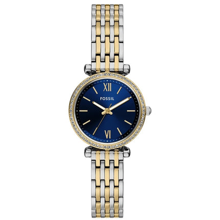 Fossil Women's Watch - Carlie Mini Quartz Blue Dial Two Tone Bracelet | ES5438 ,