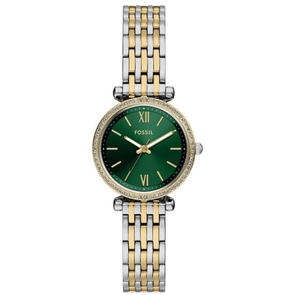 Fossil Women's Watch - Carlie Mini Quartz Green Dial Two Tone Bracelet | ES5439 ,