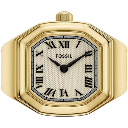Fossil Women's Ring Watch - Harlow Quartz Cream Dial Yellow Gold Bracelet | ES5446 ,