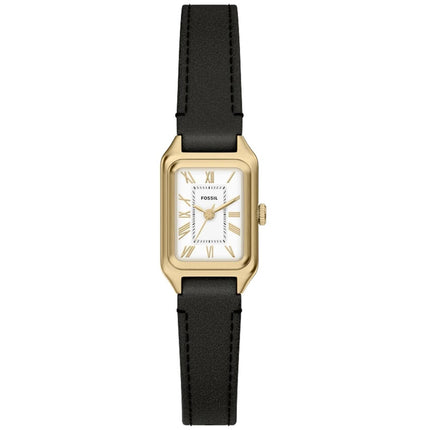 Fossil Women's Watch - Raquel Mini Quartz White Dial Black Leather Strap | ES5470 ,
