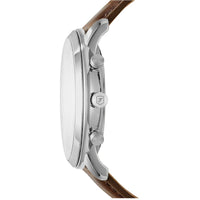 Fossil Men's Watch - Neutra Chronograph Silver Dial Brown Leather Strap | FS5380 ,
