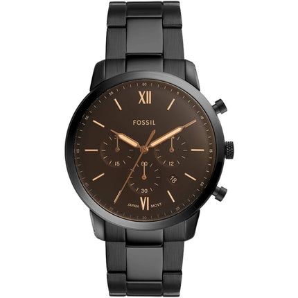 Fossil Men's Watch - Neutra Chronograph Quartz Brown Dial Black Bracelet | FS5525 ,