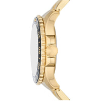 Fossil Men's Watch - Fossil Blue GMT Quartz Black Dial Yellow Gold Bracelet | FS5990 ,