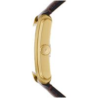 Fossil Men's Watch - Carraway Quartz Yellow Gold Case Brown Leather Strap | FS6011 ,