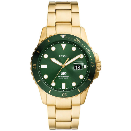 Fossil Men's Watch - Fossil Blue Dive Green Dial Yellow Gold Bracelet | FS6030 ,