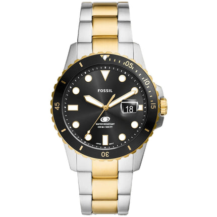 Fossil Men's Watch - Fossil Blue Dive Quartz Black Dial Two Tone Bracelet | FS6031 ,