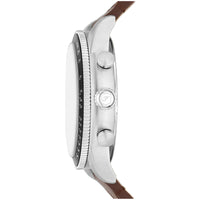 Fossil Men's Watch - Sport Tourer Chronograph Cream Dial Brown Leather Strap | FS6042 ,